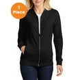 thumbnail image 1 of Sport-Tek LST274 Ladies Lightweight French Terry Bomber, Black, M, Womens Activewear, 1 of 1