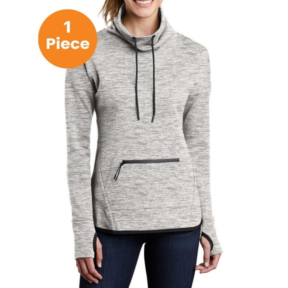 Sport-Tek LST280 Ladies Triumph Cowl Neck Pullover, Athletic Heather, M, Womens Sweatshirts & Hoodies