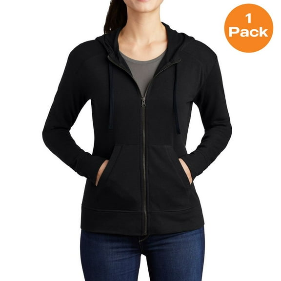 Sport-Tek LST293 Ladies PosiCharge Tri-Blend Wicking Fleece Full-Zip Hooded Jacket, Black Triad Solid, 4XL, Womens Hoodies