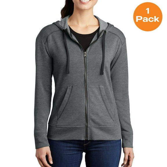 Sport-Tek LST293 Ladies PosiCharge Tri-Blend Wicking Fleece Full-Zip Hooded Jacket, Dark Grey Heather, XL, Womens Hoodies