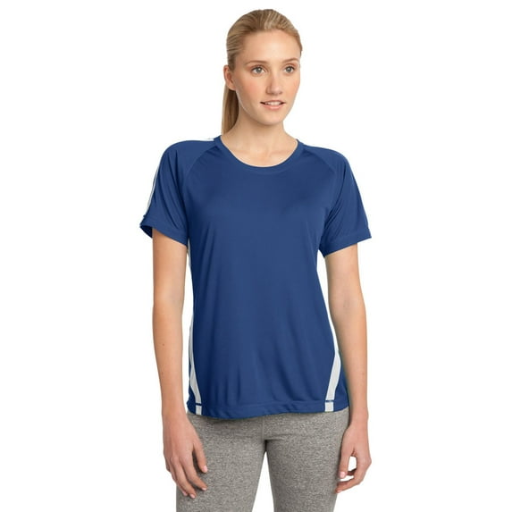 Sport-Tek LST351 Women's Colorblock Champs T-Shirt - True Royal/ White - Medium