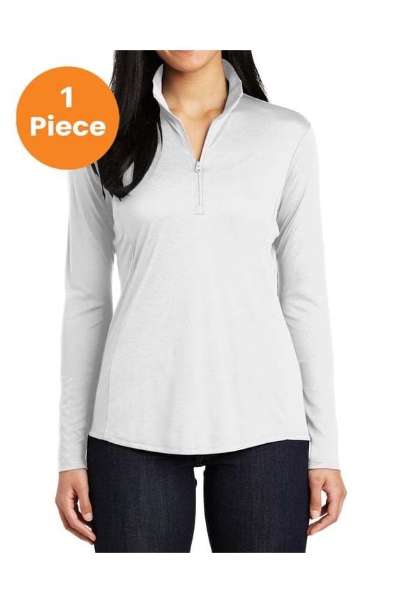 LST357 Ladies PosiCharge Competitor 1/4-Zip Pullover, White, 4XL, Womens Activewear