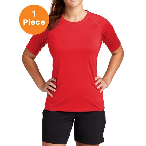 Sport-Tek LST470 Ladies Rashguard Tee, True Red, XL, Home Page, Sports & Outdoors