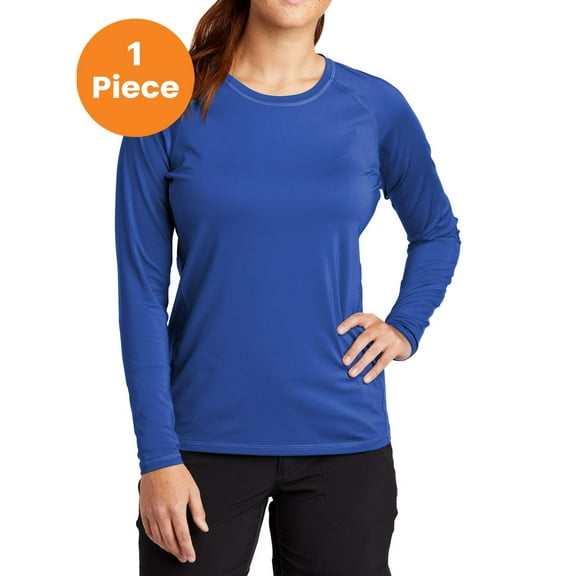 Sport-Tek LST470LS Ladies Long Sleeve Rashguard Tee, True Royal, 4XL, Womens Clothing, Womens Swimsuits