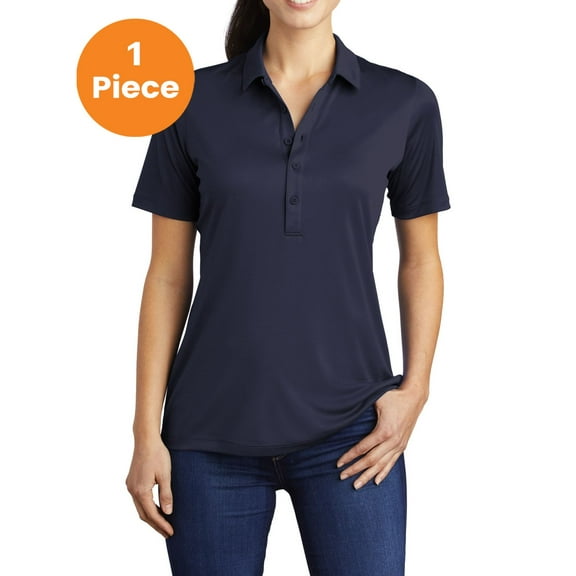 Sport-Tek LST520 Ladies Posi-UV Pro Polo, True Navy, 4XL, Womens Polo Shirts