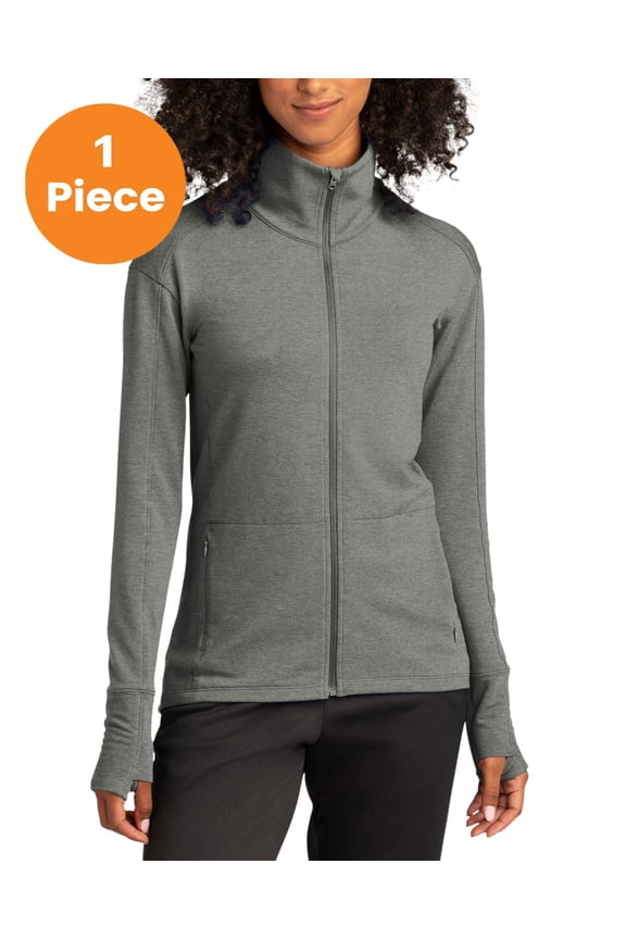LST560 Ladies Sport-Wick Flex Fleece Full-Zip , Light Grey Heather, XXL, Womens Activewear