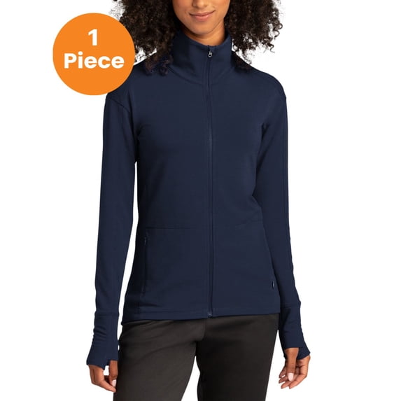 Sport-Tek LST560 Ladies Sport-Wick Flex Fleece Full-Zip , True Navy, XL, Womens Activewear