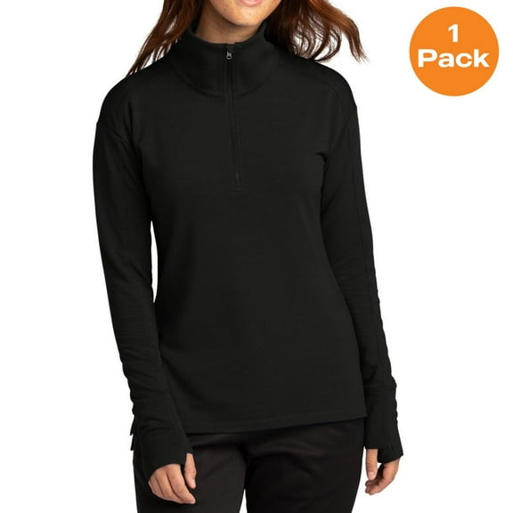Sport-Tek LST561 Ladies Sport-Wick Flex Fleece 1/4-Zip , Black, M, Womens Activewear
