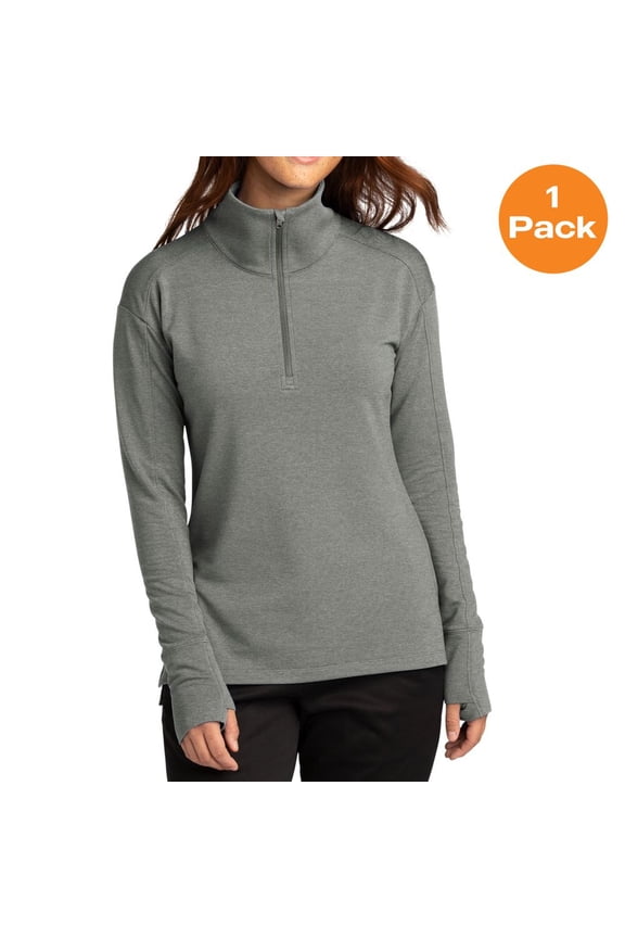 LST561 Ladies Sport-Wick Flex Fleece 1/4-Zip , Light Grey Heather, XXL, Womens Activewear