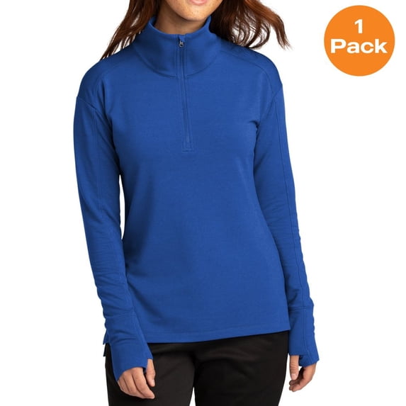 Sport-Tek LST561 Ladies Sport-Wick Flex Fleece 1/4-Zip , True Royal, M, Womens Activewear