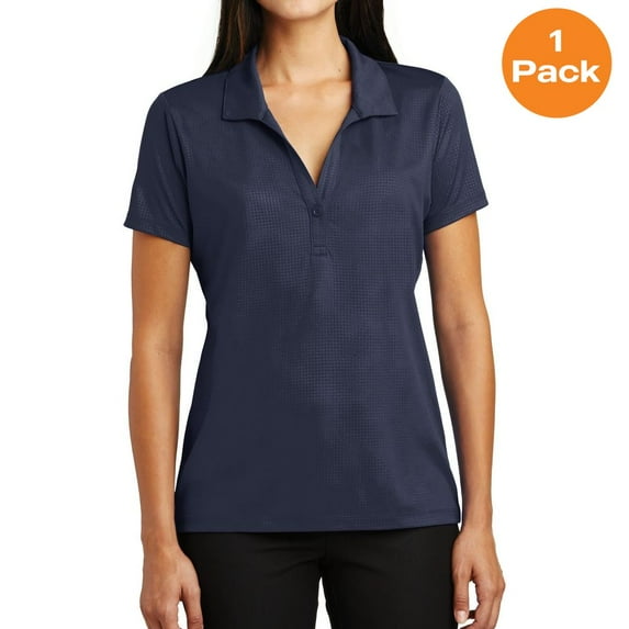Sport-Tek LST630 Ladies Embossed PosiCharge Tough Polo, True Navy, L, Womens Polo Shirts
