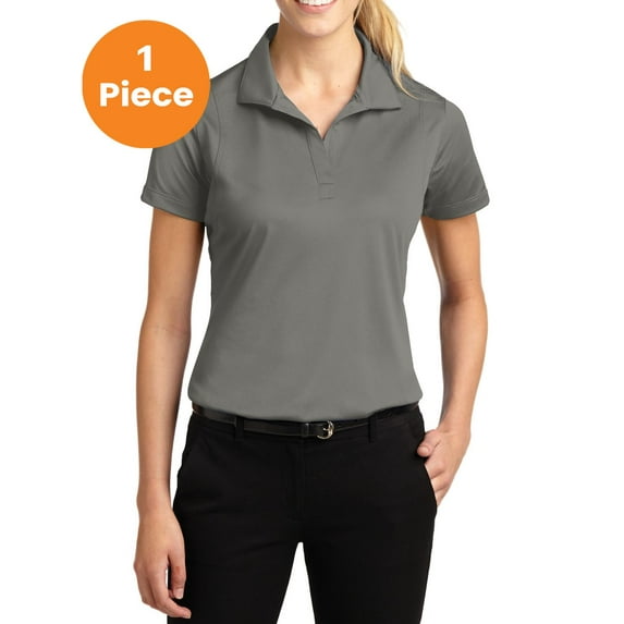 Sport-Tek LST650 Ladies Micropique Sport-Wick Polo Shirt, Grey Concrete, XS, Big Girls Shirts & Blouses
