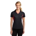 thumbnail image 1 of Sport-Tek LST655 Ladies Side Blocked Micropique Sport-Wick Polo Shirt , Black/ True Red, XL, 1 of 1
