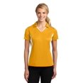 thumbnail image 1 of Sport-Tek LST655 Ladies Side Blocked Micropique Sport-Wick Polo Shirt , Gold/White, M, 1 of 6