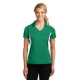 thumbnail image 1 of Sport-Tek LST655 Ladies Side Blocked Micropique Sport-Wick Polo Shirt , Kelly Green/White, 3XL, 1 of 2