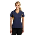 thumbnail image 1 of Sport-Tek LST655 Ladies Side Blocked Micropique Sport-Wick Polo Shirt , True Navy/Gold, XS, 1 of 2