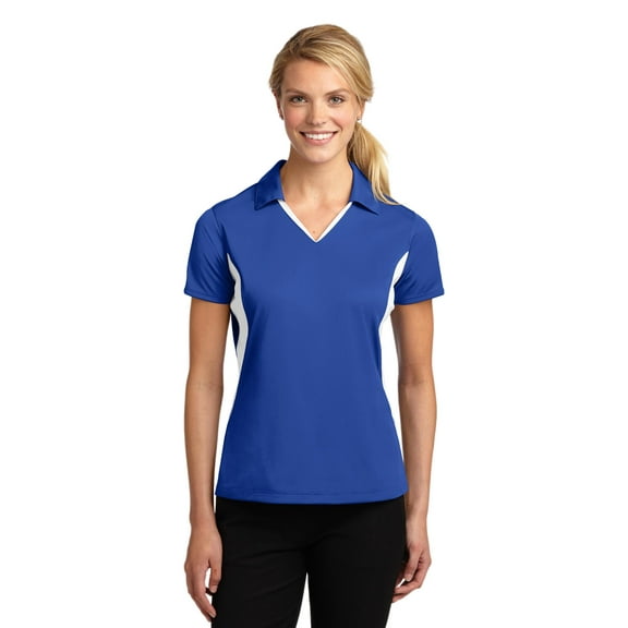 Sport-Tek LST655 Ladies Side Blocked Micropique Sport-Wick Polo Shirt , True Royal/White, 3XL