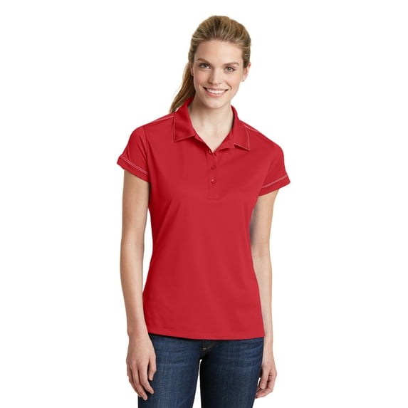 Sport-Tek LST659 Ladies Contrast Stitch Micropique Sport-Wick Polo Shirt, True Red, XS