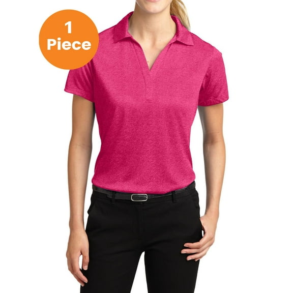 Sport-Tek LST660 Ladies Heather Contender Polo , Pink Raspberry Heather, 3XL, Womens Activewear