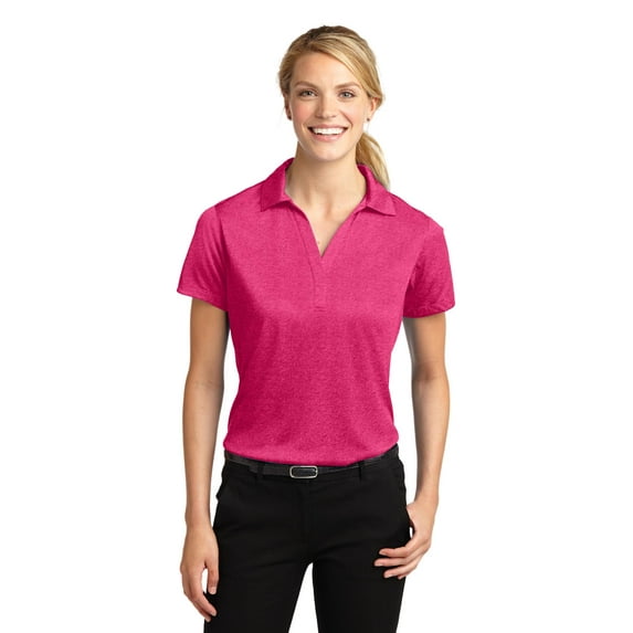 Sport-Tek LST660 Ladies Heather Contender Polo , Pink Raspberry Heather, 4XL, Womens Polo Shirts