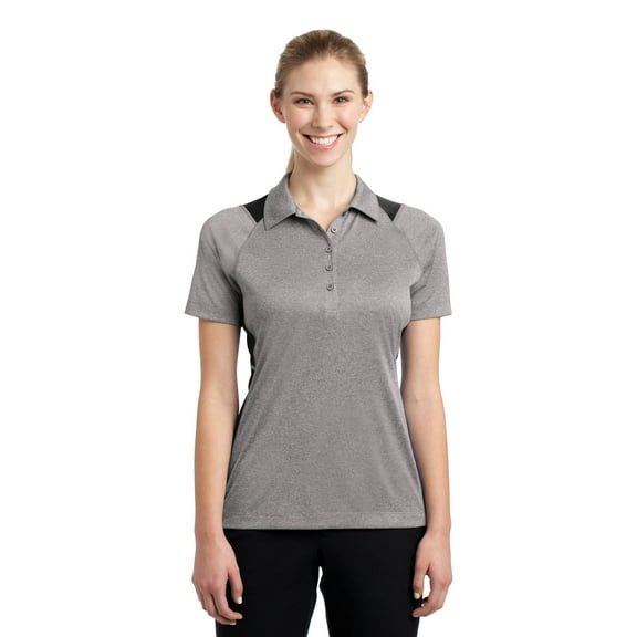 Sport-Tek LST665 Ladies Heather Colorblock Contender Polo, Womens Polo Shirts