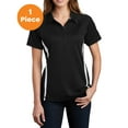 thumbnail image 1 of Sport-Tek LST685 Ladies PosiCharge Micro-Mesh Colorblock Polo Shirt, Black/ White, M, Womens Polo Shirts, 1 of 1