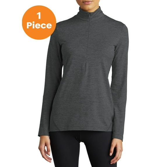 Sport-Tek LST711 Ladies Exchange 1.5 Long Sleeve 1/2-Zip Pullover, Graphite Heather, XL, Womens Workout Tops
