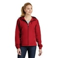 thumbnail image 1 of Sport-Tek LST76 Ladies Colorblock Hooded Jacket , True Red/White, S, 1 of 3