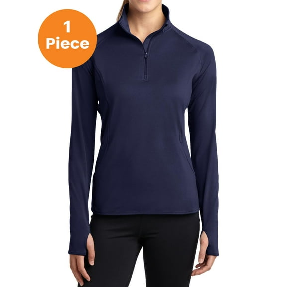 Sport-Tek LST850 Ladies Sport-Wick Stretch 1/2-Zip Pullover Sweatshirt, True Navy, XXL, Womens Activewear