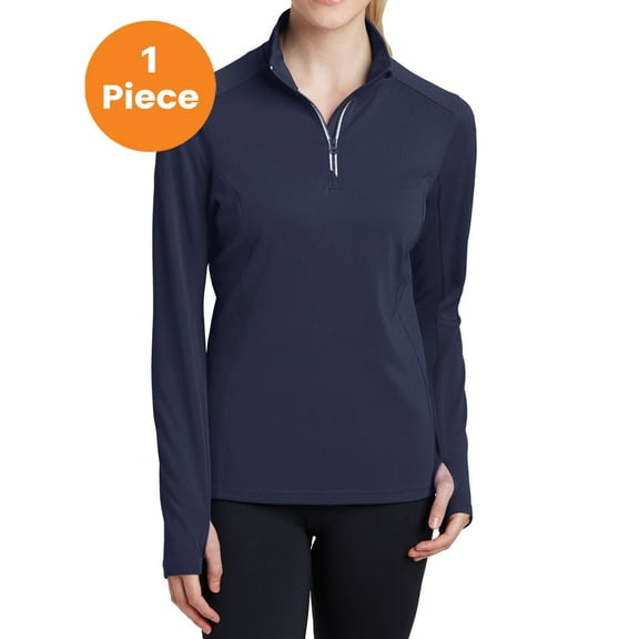 Sport-Tek LST860 Ladies Sport-Wick Textured 1/4-Zip Pullover, True Navy, XXL, Womens Sweaters