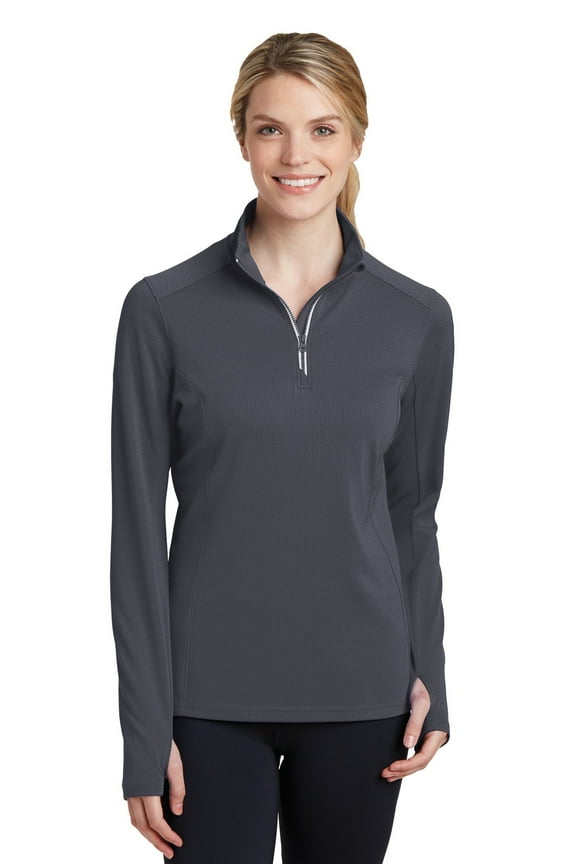 LST860 Ladies Sport-Wick Textured 1/4-Zip Pullover, Womens Sweaters
