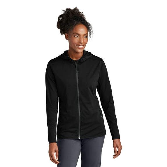 Sport-Tek LST870 Ladies Circuit Hooded Full-Zip, Deep Black, XL