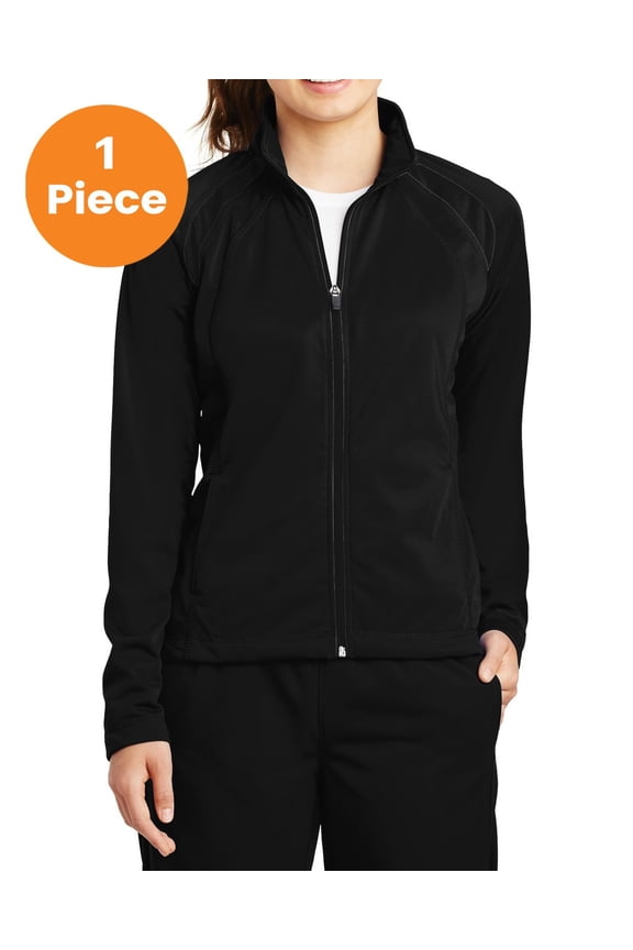 LST90 Ladies Tricot Track Jacket, Black/Black, S, Womens Activewear