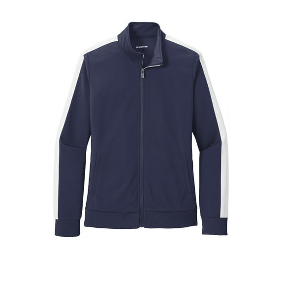 Sport-Tek LST94 Ladies Full-Zip Tricot Track Jacket , True Royal/ White, 4XL, Womens Activewear