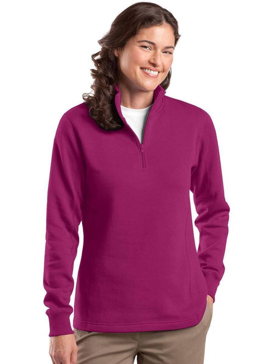 Sport-Tek Ladies 1/4-Zip Sweatshirt, Pink Rush L