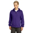 thumbnail image 1 of Sport-Tek Ladies Colorblock Hooded Raglan Jacket-XL (Purple/White), 1 of 5
