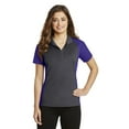 thumbnail image 1 of Sport-Tek Ladies Colorblock Micropique Sport Wick Polo-2XL (Iron Grey/ Purple), 1 of 6