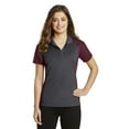 thumbnail image 1 of Sport-Tek Ladies Colorblock Micropique Sport Wick Polo-4XL (Iron Grey/ Maroon), 1 of 3