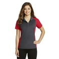 thumbnail image 1 of Sport-Tek Ladies Colorblock Micropique Sport Wick Polo-S (Iron Grey/ True Red), 1 of 6