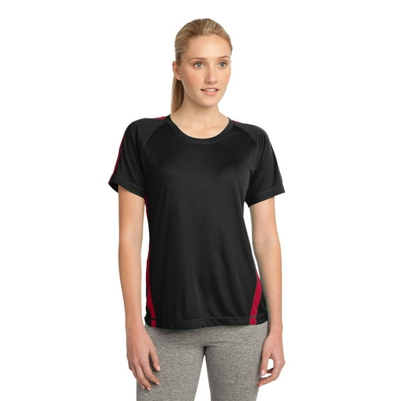 Sport-Tek Ladies Colorblock PosiCharge Competitor Tee-4XL (Black/ True Red)