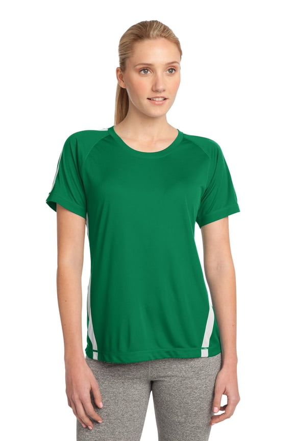 Ladies Colorblock PosiCharge Competitor Tee-XL (Kelly Green/ White)