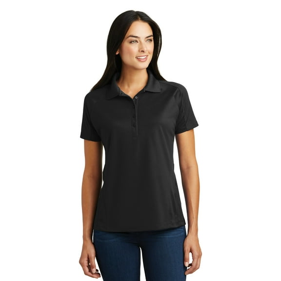 Sport-Tek L474 Ladies Dri-Mesh Pro Polo Shirt, Black, XS