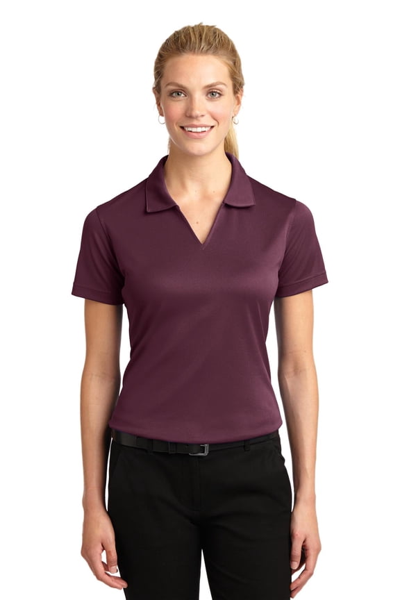 Ladies Dri Mesh V Neck Polo-3XL (Maroon)