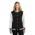thumbnail image 1 of Sport-Tek Ladies Fleece Letterman Jacket-XS (Black/ White), 1 of 6