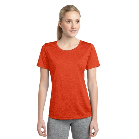 Sport-Tek Ladies Heather Contender Scoop Neck Tee-2XL (Deep Orange Heather)