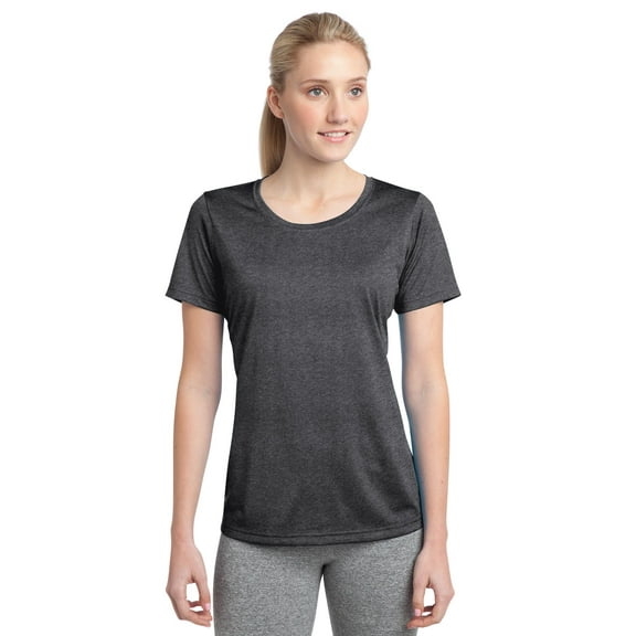 Sport-Tek Ladies Heather Contender Scoop Neck Tee-M (Graphite Heather)