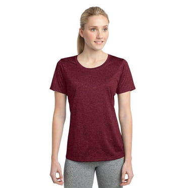 Sport-Tek Ladies Heather Contender Scoop Neck Tee-S (Cardinal Heather)