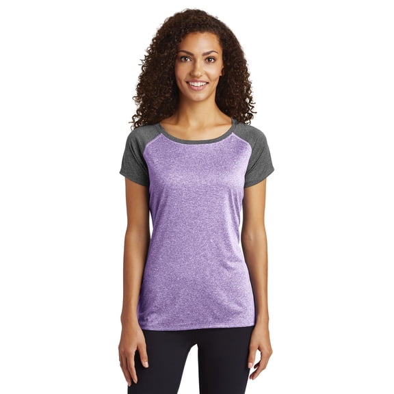 Sport-Tek Ladies Heather-On-Heather Contender Scoop Neck Tee Lst362 Purple Heather/Graphite Heather XXL