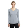 thumbnail image 1 of Sport-Tek Ladies Long Sleeve PosiCharge Competitor V Neck Tee-M (Silver), 1 of 6
