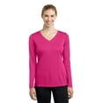 thumbnail image 1 of Sport-Tek Ladies Long Sleeve PosiCharge Competitor V Neck Tee-XS (Pink Raspberry), 1 of 6
